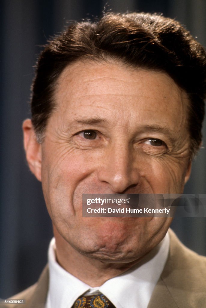Caspar Weinberger At Press Briefing