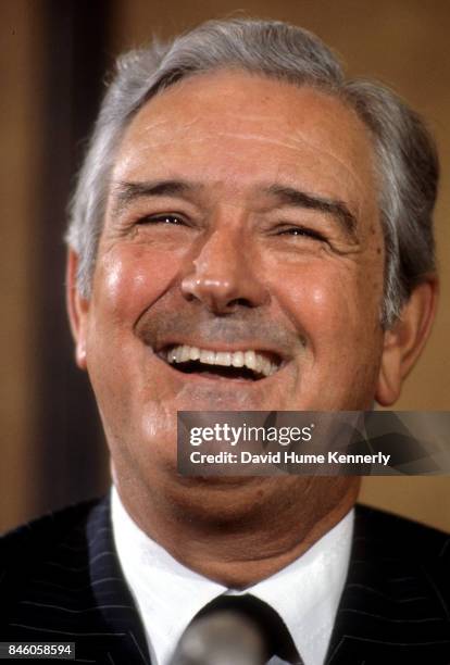 American politician John Connally laughs during a press conference at the Mayflower Hotel, Washington DC, September 10, 1973.