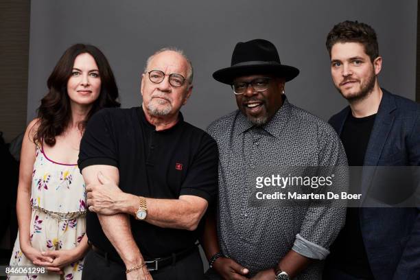 Actress Victoria Hill, director Paul Schrader, actors Cedric the Entertainer and Philip Ettinger from the film "First Reformed" pose for a portrait...