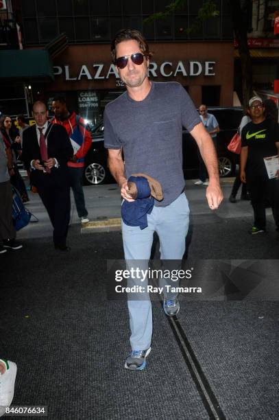 Actor Luke Wilson enters the "Today Show" taping at the NBC Rockefeller Center Studios on September 12, 2017 in New York City.