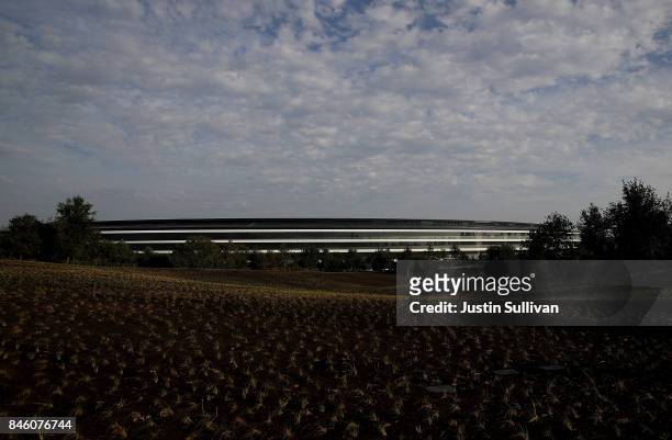 View of Apple Park on September 12, 2017 in Cupertino, California. Apple is holding their first special event at the new Apple Park campus where they...