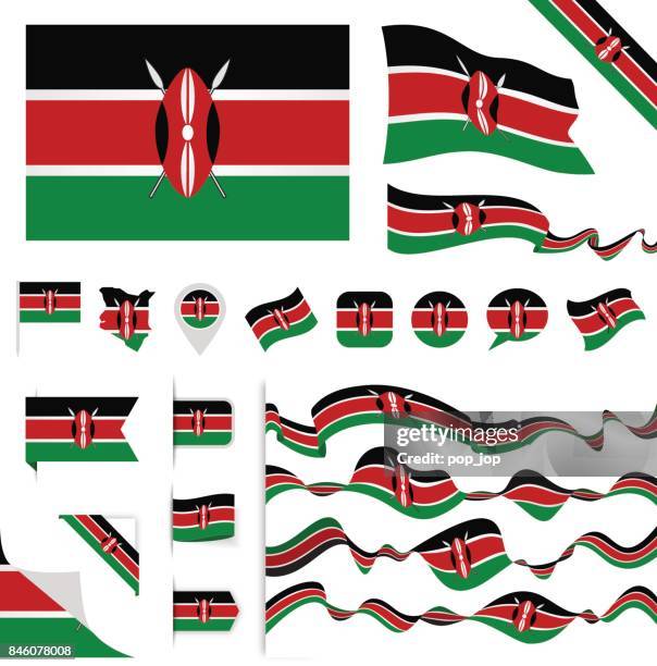 n0605 - turkey - flag set - kenyan flag stock illustrations