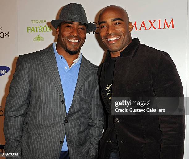 Ronde Barber of the Tampa Bay Buccaneers and TV personality Tiki Barber attend The Maxim Party hosted by Samsung, Patron, Gillette & Pepsi Max, to...