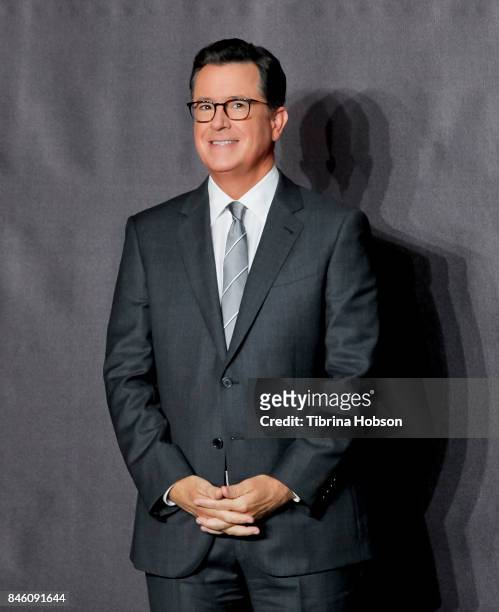Stephen Colbert attends the 69th Emmy Awards Red Carpet Rollout and Press Preview Day at Microsoft Theater on September 12, 2017 in Los Angeles,...
