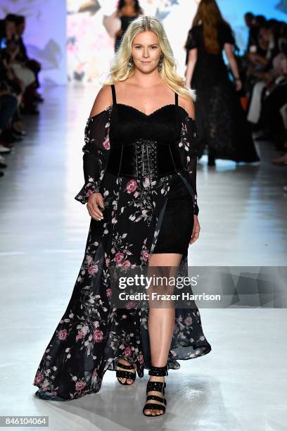 Model walks the runway at the Torrid fashion show during New York Fashion Week: The Shows at Gallery 3, Skylight Clarkson Sq on September 12, 2017 in...