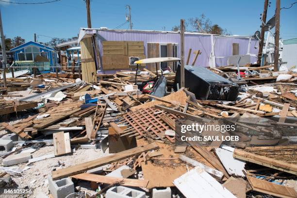 Debris from trailer homes destroyed by Hurricane Irma litters the Seabreeze Trailer Park in Islamorada, in the Florida Keys, September 12, 2017.