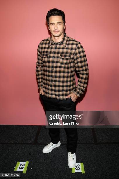 Actor James Franco poses backstage for Coach Spring 2018 fashion show during New York Fashion Week at Basketball City - Pier 36 - South Street on...