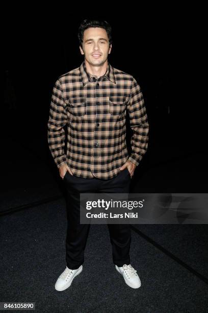 Actor James Franco poses backstage for Coach Spring 2018 fashion show during New York Fashion Week at Basketball City - Pier 36 - South Street on...