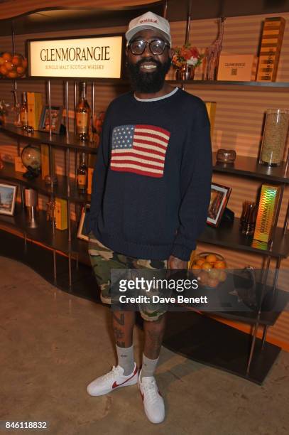 Mikill Pane attends the launch of the 'Beyond The Cask' collaboration between Glenmorangie and Renovo at Behind The Bikeshed on September 12, 2017 in...
