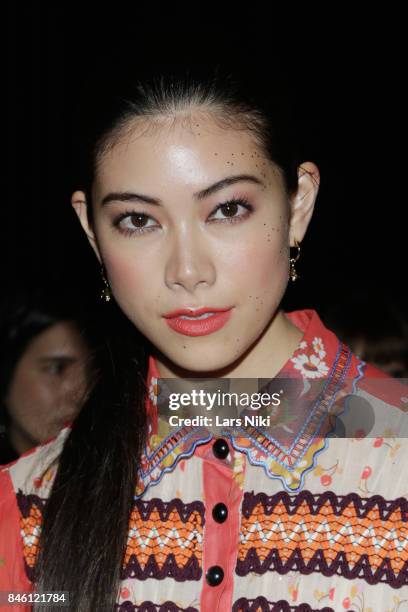 Actress Hikari Mori attends Coach Spring 2018 fashion show during New York Fashion Week at Basketball City - Pier 36 - South Street on September 12,...