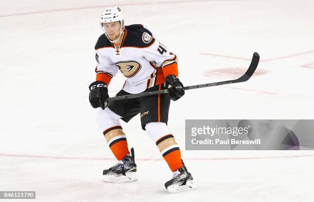 Jiri Sekac of the Anaheim Ducks plays in the game against the New York Rangers at Madison Square Garden on March 22, 2015 in New York, New York.