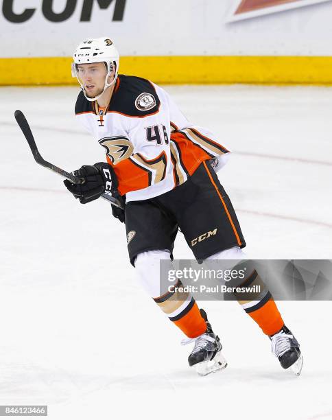 Jiri Sekac of the Anaheim Ducks plays in the game against the New York Rangers at Madison Square Garden on March 22, 2015 in New York, New York.