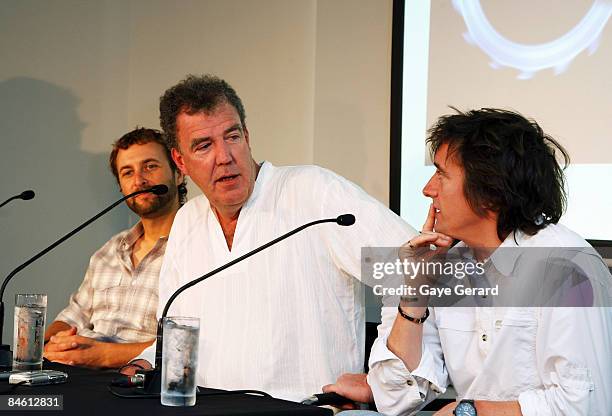 Steve Pizzati, Jeremy Clarkson and Richard Hammond attend a press conference for 'Top Gear Live' in the Rocks on February 4, 2009 in Sydney,...