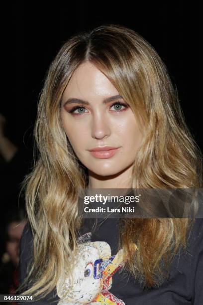 Model Jesinta Franklin attends Coach Spring 2018 fashion show during New York Fashion Week at Basketball City - Pier 36 - South Street on September...