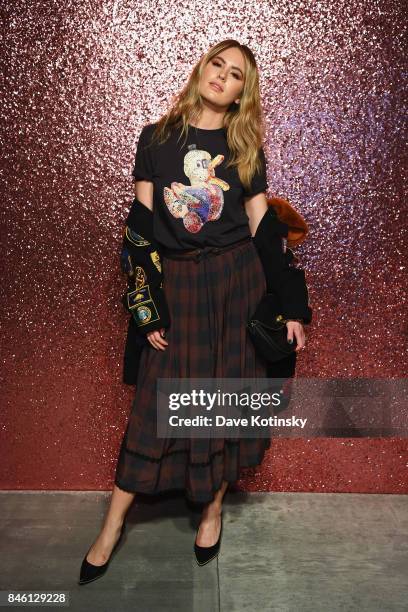 Model Jesinta Franklin attends Coach Spring 2018 fashion show during New York Fashion Week at Basketball City - Pier 36 - South Street on September...