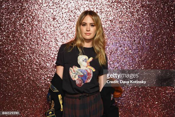 Model Jesinta Franklin poses for a portrait during Coach Spring 2018 Fashion Show during New York Fashion Week at Basketball City - Pier 36 - South...