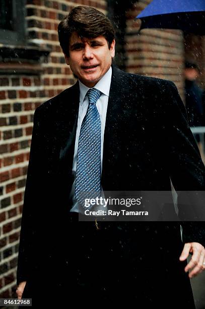 Former Illinois Gov. Rod Blagojevich visits the "Late Show with David Letterman" at the Ed Sullivan Theatre on February 3, 2009 in New York City.