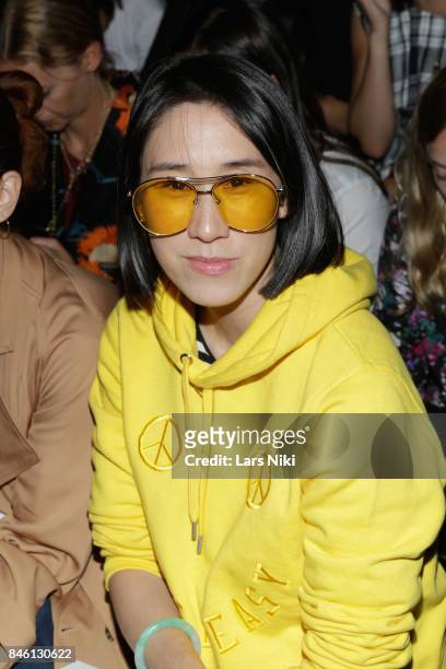 Eva Chen attends Coach Spring 2018 fashion show during New York Fashion Week at Basketball City - Pier 36 - South Street on September 12, 2017 in New...