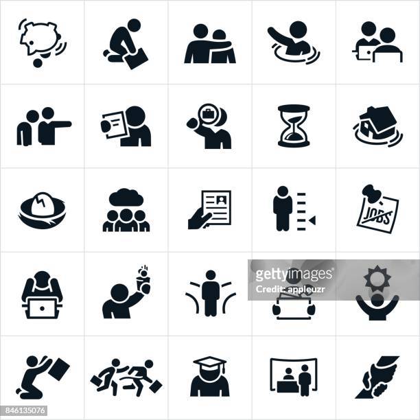 unemployment icons - begging social issue stock illustrations