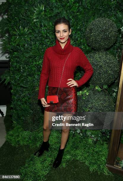 Actress Victoria Justice attends Alice + Olivia By Stacey Bendet fashion show, New York Fashion Week: The Shows at Gallery 2, Skylight Clarkson Sq on...