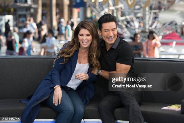 Katherine Schwarzenegger and Mario Lopez visit "Extra" at Universal Studios Hollywood on September 12, 2017 in Universal City, California.