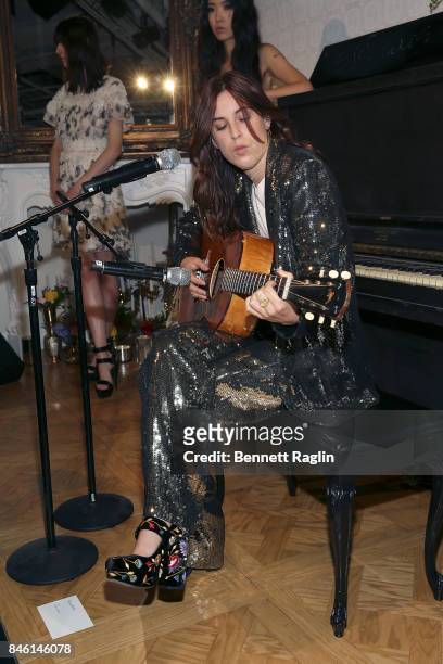 Scout Willis performs during Alice + Olivia By Stacey Bendet fashion show, New York Fashion Week: The Shows at Gallery 2, Skylight Clarkson Sq on...