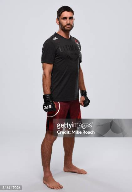 Jason Saggo poses for a portrait during a UFC photo session on September 12, 2017 in Pittsburgh, Pennsylvania.