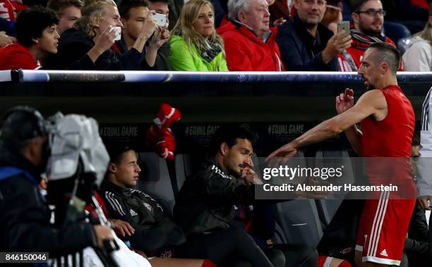 Franck Ribery of Muenchen throws his jersey into the bensch during the UEFA Champions League group B match between Bayern Muenchen and RSC Anderlecht...