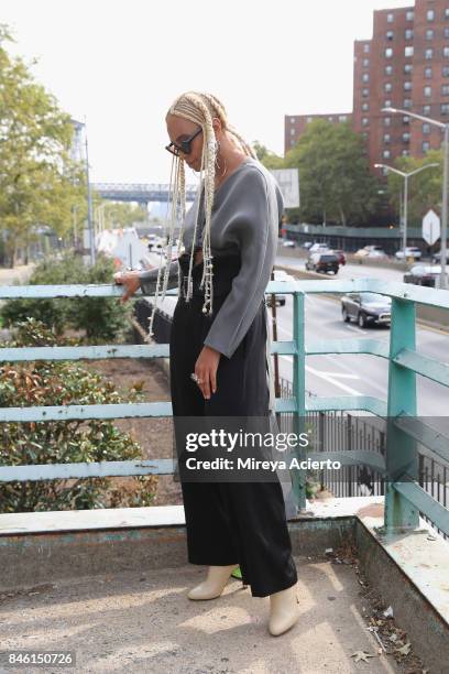 Singer Solange Knowles attends the Maryam Nassir Zadeh fashion show during New York Fashion Week on September 12, 2017 in New York City.