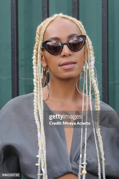 Singer Solange Knowles attends the Maryam Nassir Zadeh fashion show during New York Fashion Week on September 12, 2017 in New York City.