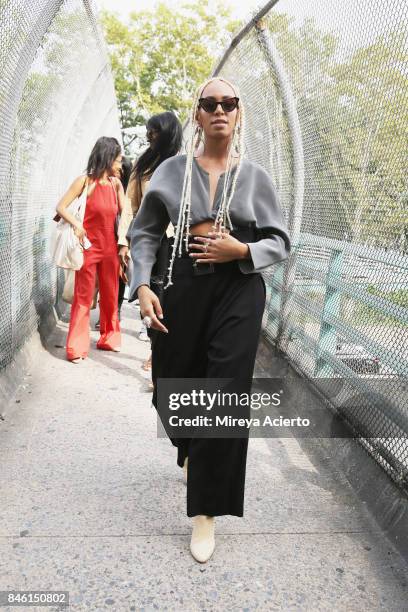 Singer Solange Knowles attends the Maryam Nassir Zadeh fashion show during New York Fashion Week on September 12, 2017 in New York City.