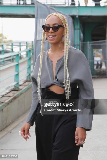 Singer Solange Knowles attends the Maryam Nassir Zadeh fashion show during New York Fashion Week on September 12, 2017 in New York City.