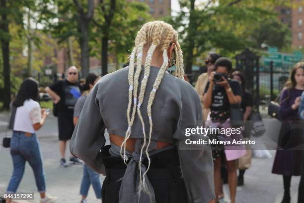 Singer Solange Knowles attends the Maryam Nassir Zadeh fashion show during New York Fashion Week on September 12, 2017 in New York City.