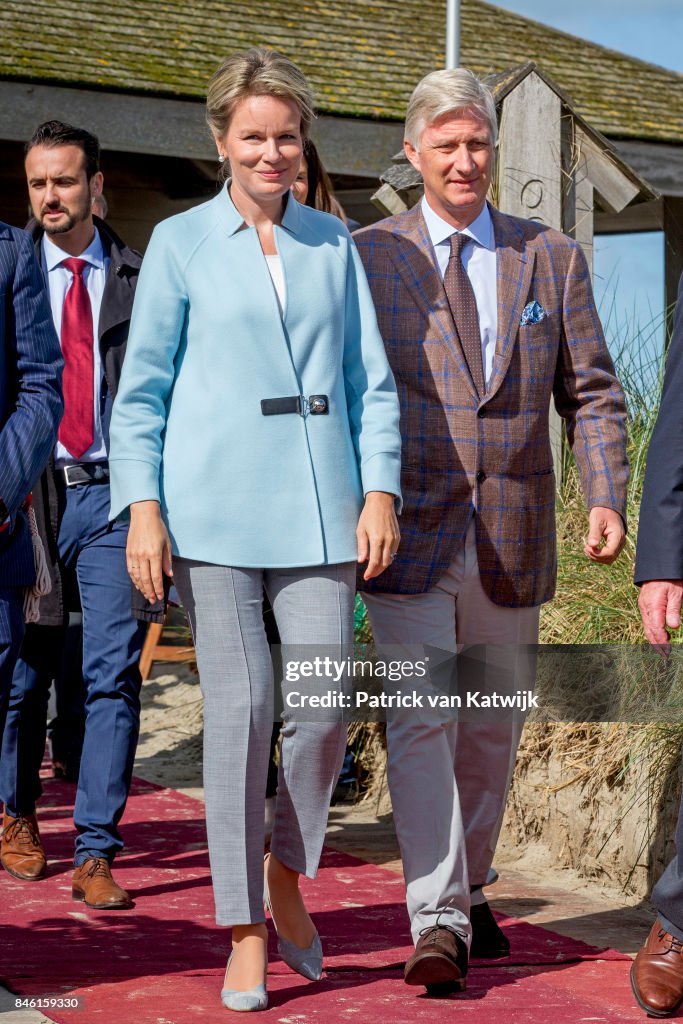 King Philippe And Queen Mathilde Attend Demonstration Of Shrimp Fishing On Horseback In Koksijde