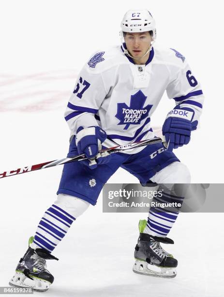 Brandon Kozun of the Toronto Maple Leafs plays in the game against the Ottawa Senators at Canadian Tire Centre on March 21, 2015 in Ottawa, Ontario,...