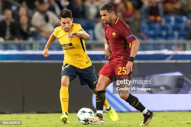 Nicolas Gaitan of Club Atletico de Madrid, Bruno Peres of AS Roma during the UEFA Champions League group C match match between AS Roma and Atletico...