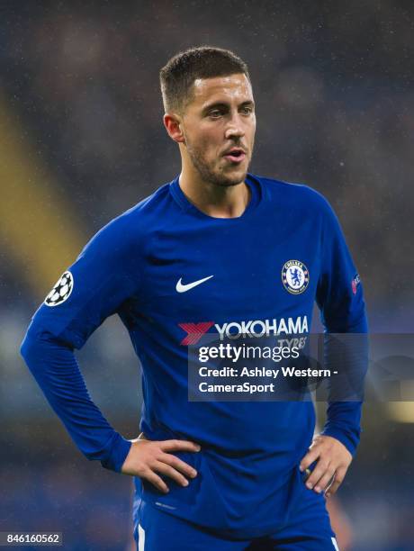 Chelsea's Eden Hazard during the UEFA Champions League group C match between Chelsea FC and Qarabag FK at Stamford Bridge on September 12, 2017 in...