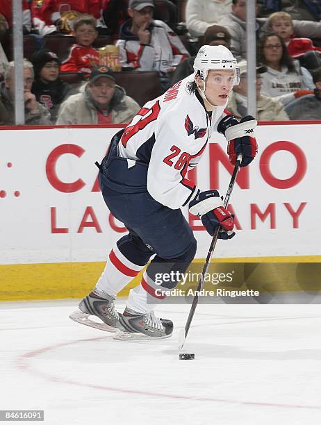 Alexander Semin of the Washington Capitals skates against the Ottawa Senators at Scotiabank Place on January 20, 2009 in Ottawa, Ontario, Canada.