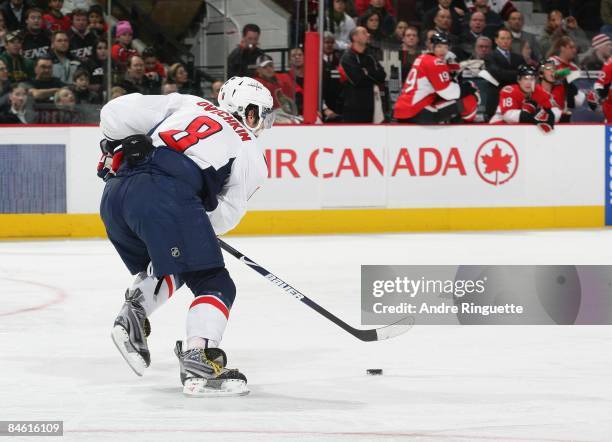 Alex Ovechkin the Washington Capitals skates against the Ottawa Senators at Scotiabank Place on January 20, 2009 in Ottawa, Ontario, Canada.