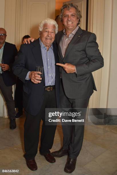 Antonio Carluccio and Giorgio Locatelli attend the launch of chef Giorgio Locatelli's new book "Made At Home: The Food I Cook For The People I Love"...