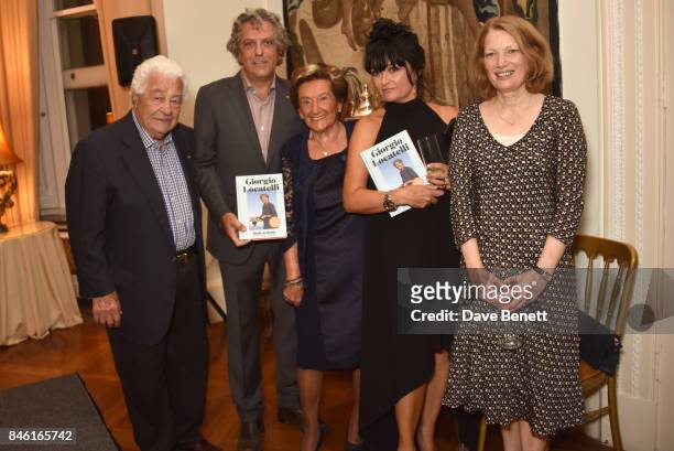 Antonio Carluccio, Giorgio Locatelli, guest, Plaxy Locatelli and guest attend the launch of chef Giorgio Locatelli's new book "Made At Home: The Food...