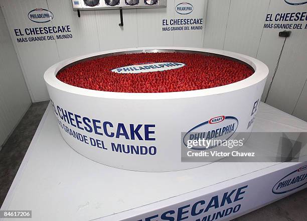 Philadelphia sets the Guinness World Record for the biggest cheesecake, which is 2.5 meters in diameter, 55 centimeters high and weighs 2 tons, using...