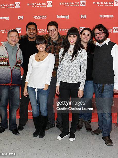 Actor Edgar Flores, actor Tenoch Huerta Mejia, actress Paulina Gaitan, director Cary Joji Fukunaga, actress Diana Garcia, producer Amy Kaufman and...