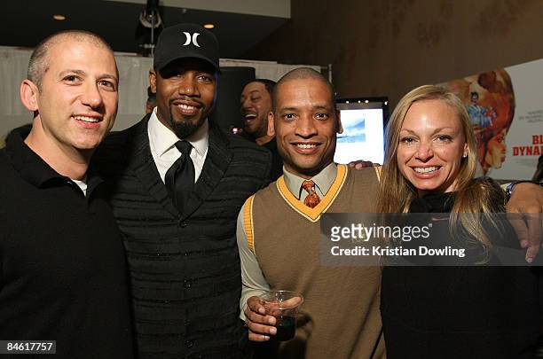 James Berkeley, actor Michael Jai White, director Scott Sanders and executive producer Deana Berkley attend the "Black Dynamite" Party at the Film...
