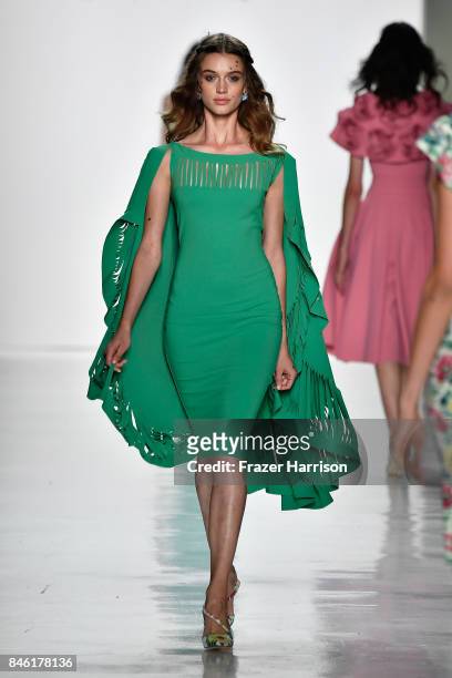 Model walks the runway at the Chiara Boni La Petite Robe fashion show during New York Fashion Week: The at Gallery 3, Skylight Clarkson Sq on...