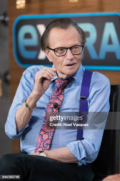 Larry King visits "Extra" at Universal Studios Hollywood on September 12, 2017 in Universal City, California.