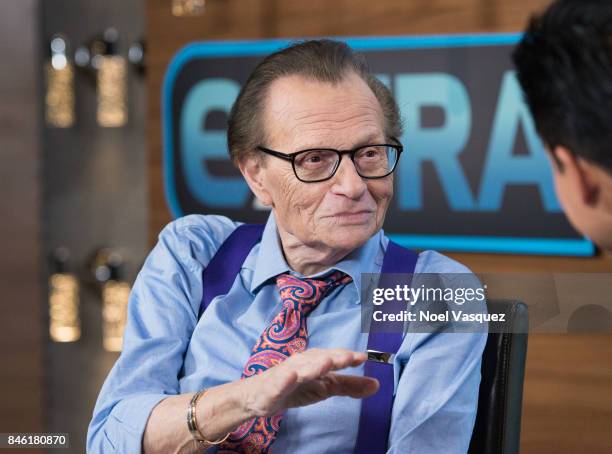 Larry King visits "Extra" at Universal Studios Hollywood on September 12, 2017 in Universal City, California.