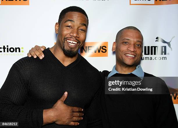 Actor Michael Jai White and Scott Sanders pose at The Film Lounge Media Center on January 16, 2009 in Park City, Utah.