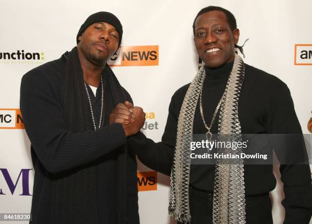 Director Antoine Fuqua and actor Wesley Snipes visit The Film Lounge Media Center on January 17, 2009 in Park City, Utah.