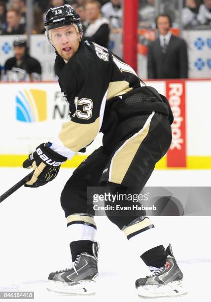 Nick Spaling of the Pittsburgh Penguins plays in the game against the St. Louis Blues at the Consol Energy Center on March 24, 2015 in Pittsburgh,...